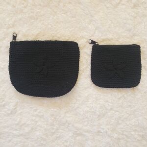 VINTAGE 2 Purse Organizers. Black with Zipper Closures.